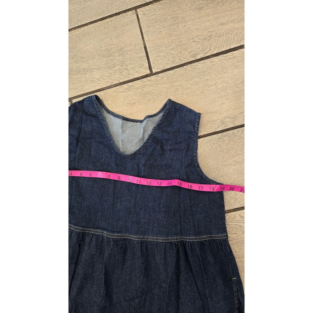 Denim Tiered Maxi Dress Sleeveless V‎ Neck Casual Boho Style Size Medium - Picture 9 of 10
